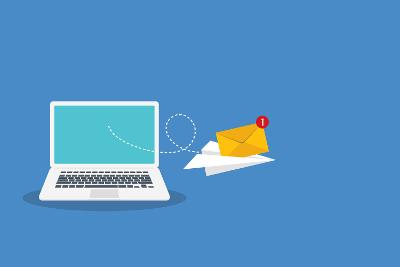 Cartoon image of laptop with an email 
